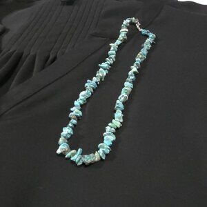 Vintage Turquoise Chip Necklace 16” Sterling Silver 925 Southwestern Boho